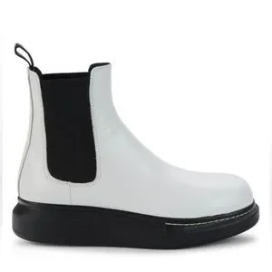 Alexander McQueen Black and White Men\'s Chelsea Boots mcqueen-men-leather-chelsea-  main image 4